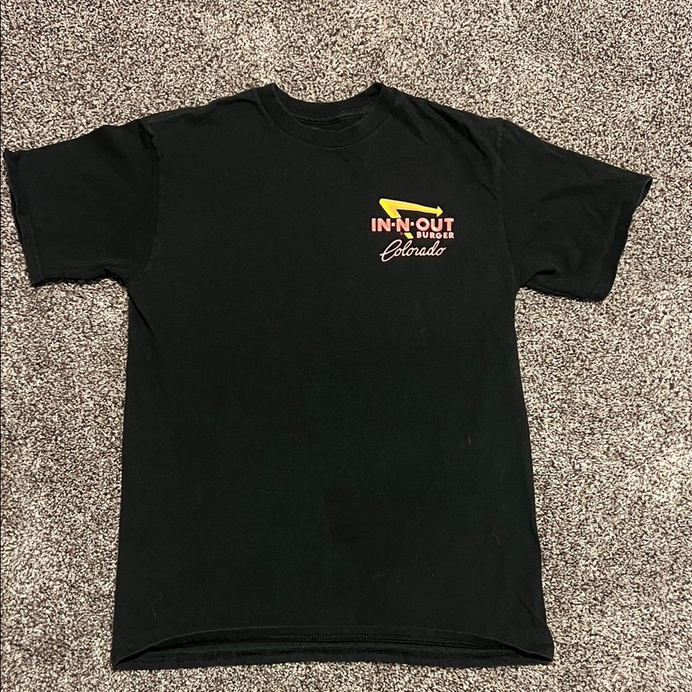 In-N-Out Burger Black Short Sleeve Tee. Carl Bork Colorado design.